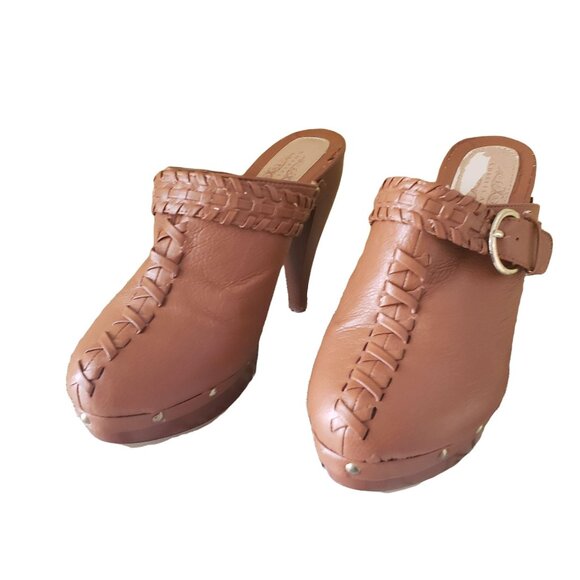 Charles Tan Leather Albert Platform Clogs sz 8.5 - Picture 3 of 8